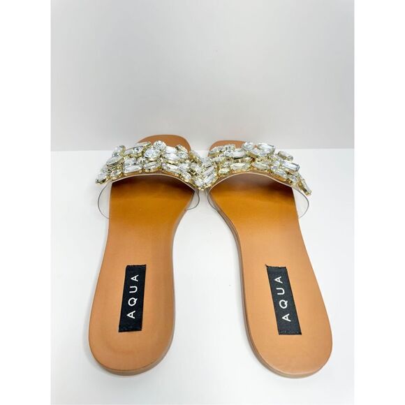 AQUA Sandals Womens Size 7 Embellished Open Toe Summer Slides NEW - Picture 5 of 12